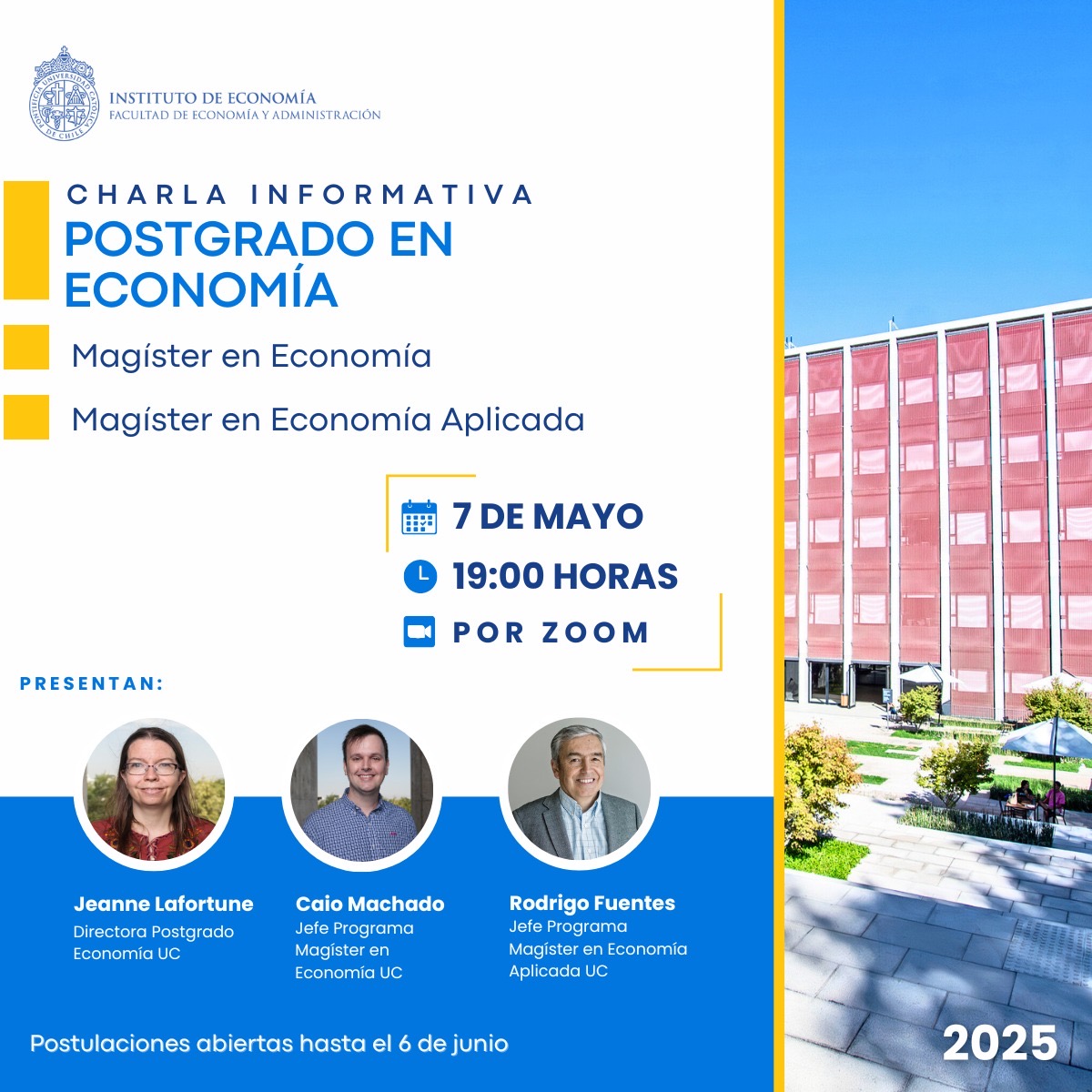 Instituto de Economía UC invita a charla informativa sobre sus Magísteres